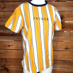 SAVAGE Cactus Man striped yellow and white RICKY SINGH Size Medium